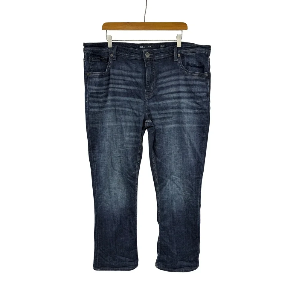 BKE Tyler Straight Leg Dark Wash Stretch Jeans Mens 42x29 Hemmed Coolmax